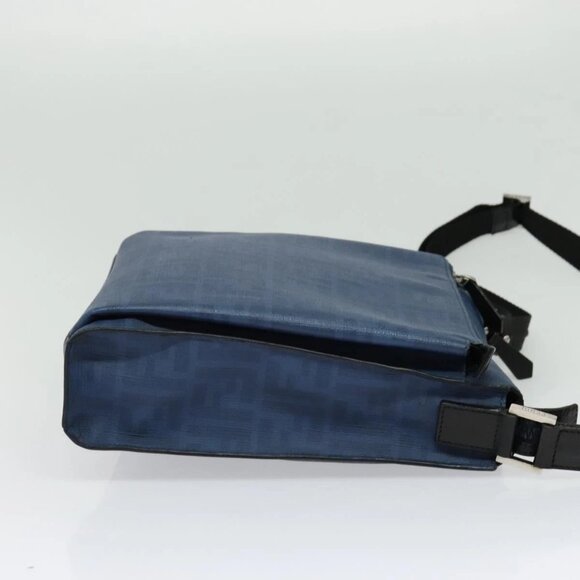 FENDI Zucca Canvas Shoulder Bag PVC Blue Silver Auth bs28711 - Picture 6 of 16